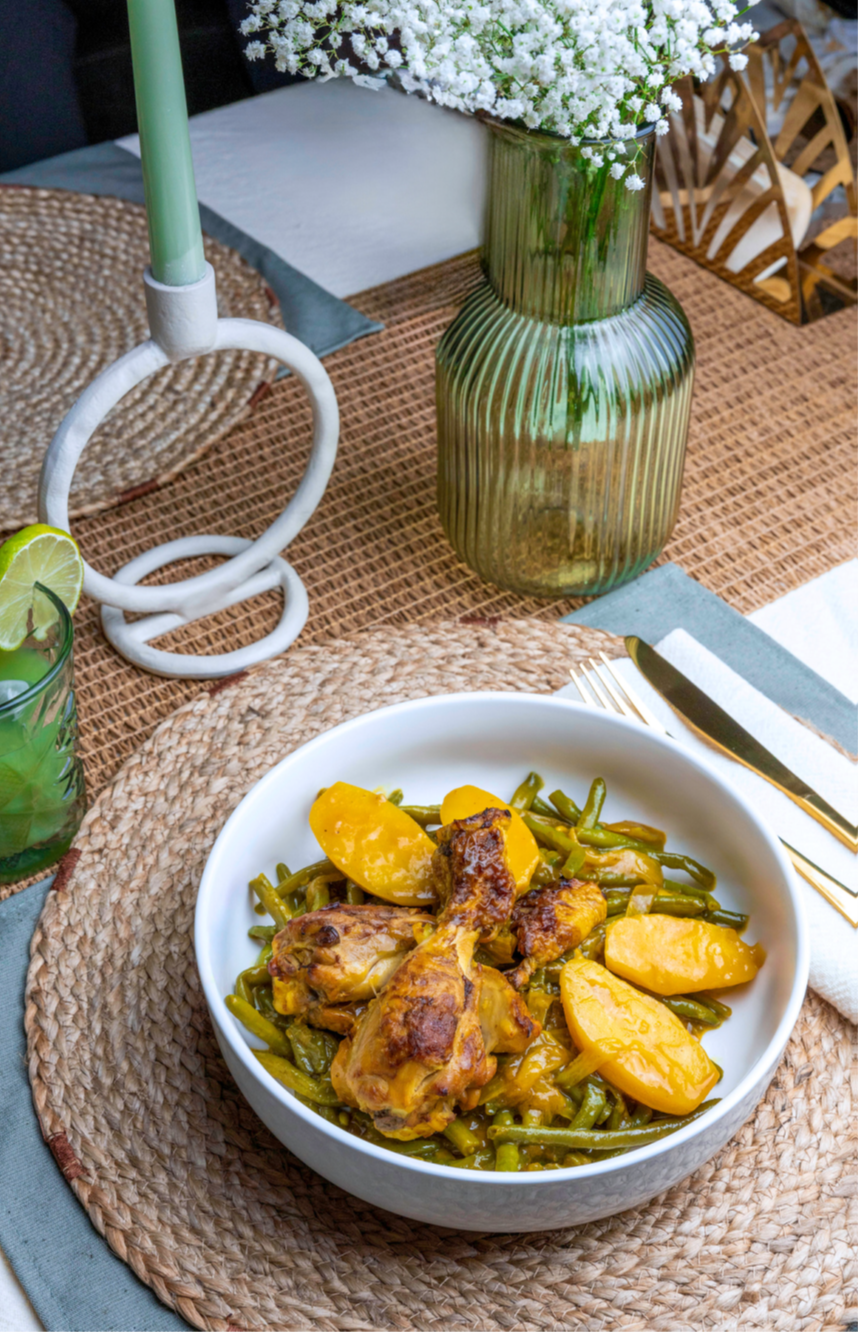 Tajine de poulet mijoté aux haricots verts